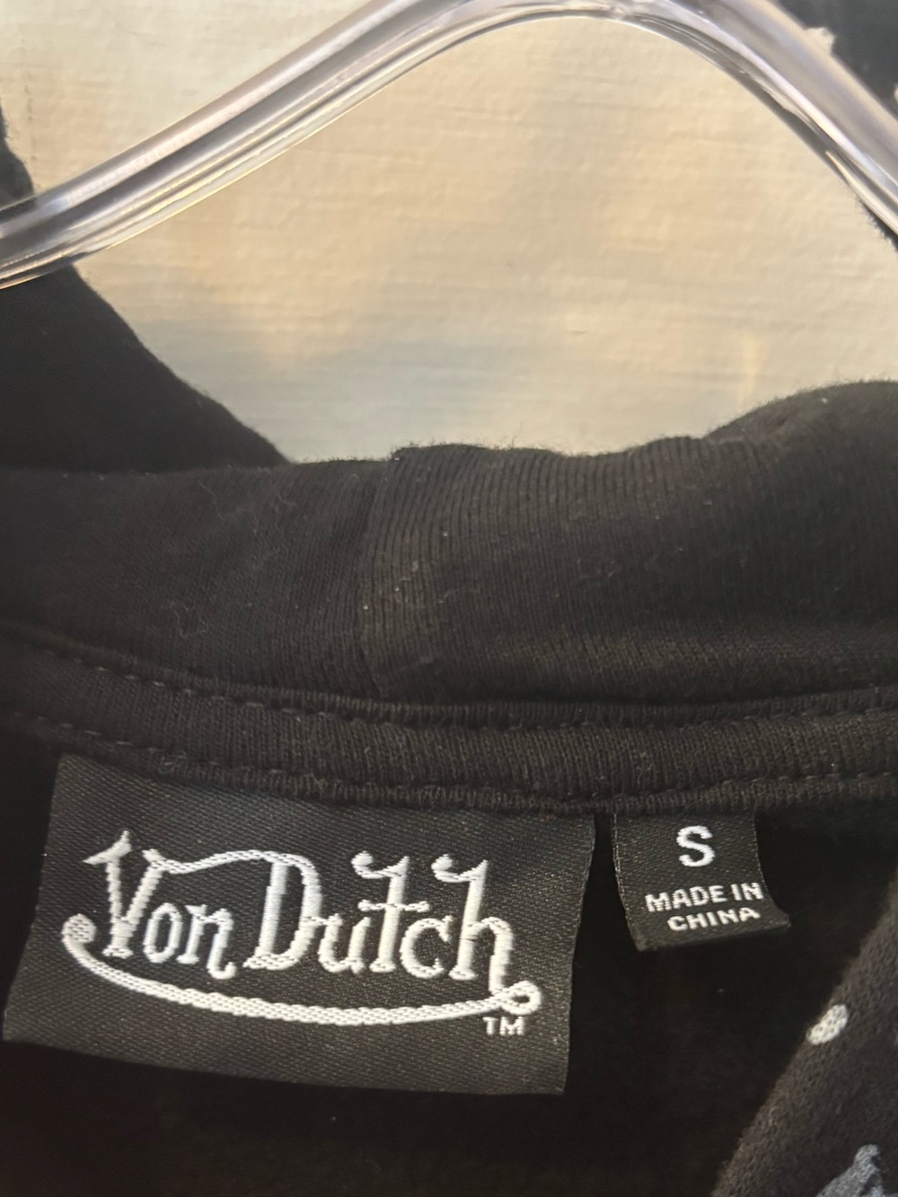 Von Dutch Black Abstract Splatter Red Patch Logo Full Zip-Up Hoodie Retro Skater - Picture 4 of 4